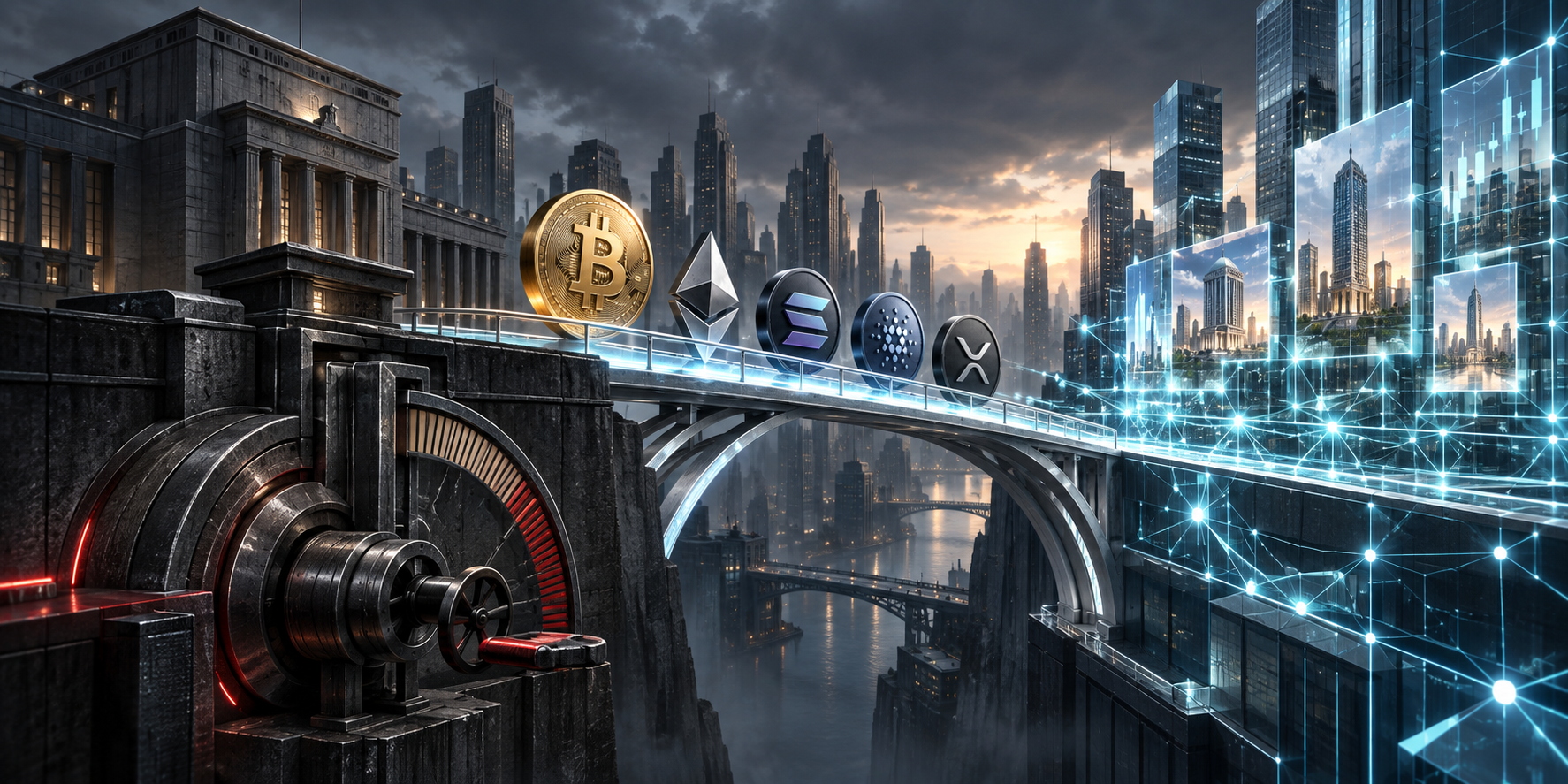 Bitcoin and major crypto assets cross a regulated bridge from central-bank tightening toward tokenized public markets