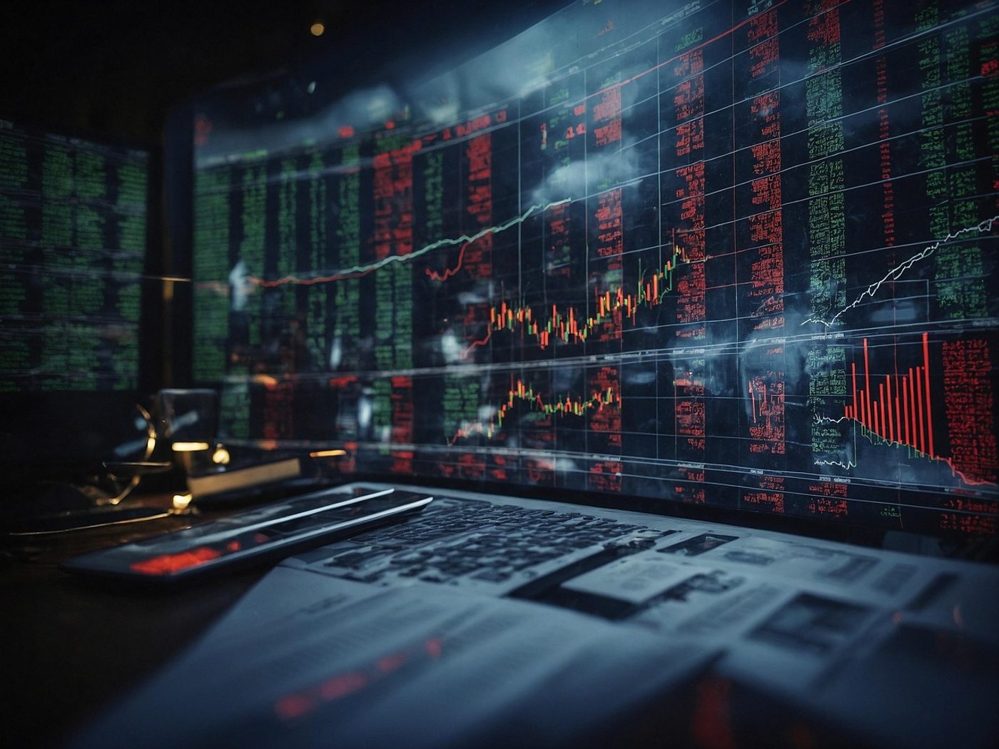 Bitcoin trading screens with candlestick charts and resistance zones