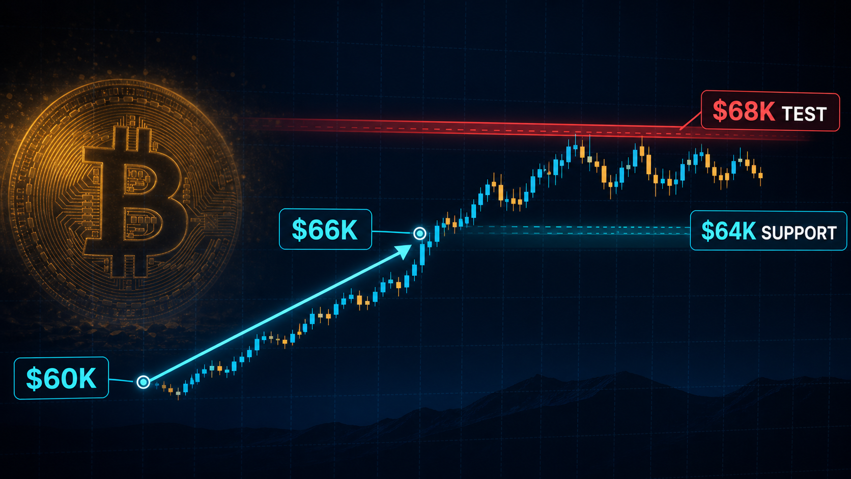 Bitcoin rebounds from $60K but remains below the $68K resistance test