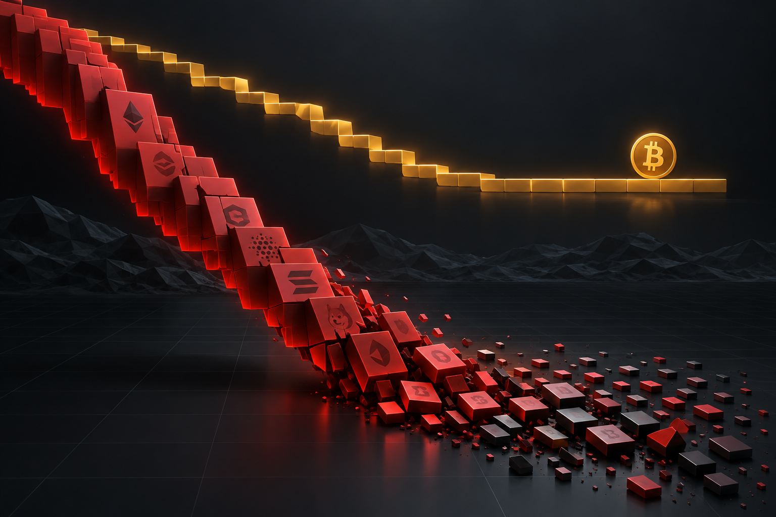 A broad field of crypto assets falling faster than Bitcoin as BTC stabilizes on support